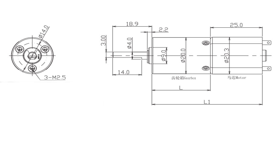 One stage planetary gearbox